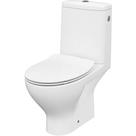 Pack WC sans bride Ancoswing – Cuvette carénée blanche – Sortie horizontale – Réservoir porcelaine – Abattant slim thermodur – Anconetti