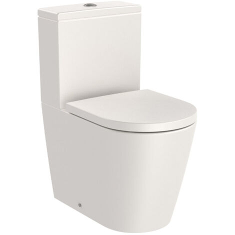 Pack WC sans bride "Inspira Round" Compacte évacuation duale avec abattant frein de chute, déclipsable - Beige
