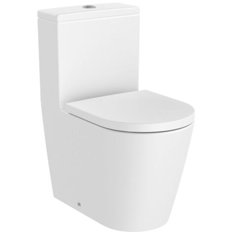 Pack WC sans bride "Inspira Round" Compacte évacuation duale avec abattant frein de chute, déclipsable - Blanc mat