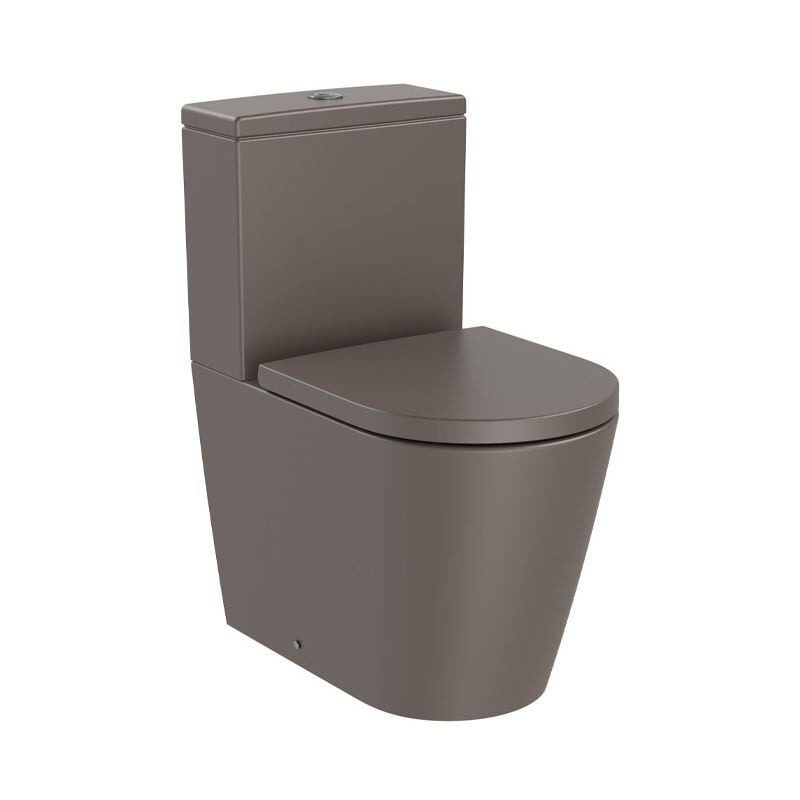 Pack wc sans bride 'Inspira Round' Compacte évacuation duale avec abattant frein de chute, déclipsable - Café