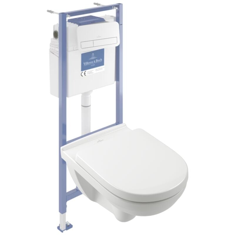 Villeroy&boch - Pack wc sans bride villeroy et boch o novo avec abattant frein de chute + bâti Viconnect pro + plaque blanche
