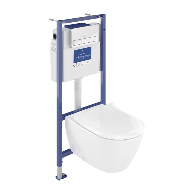 Villeroy&boch - Pack wc sans bride villeroy et boch Subway 2.0 abattant frein de chute + bâti-support sol et mur Viconnect pro + plaque Chromé