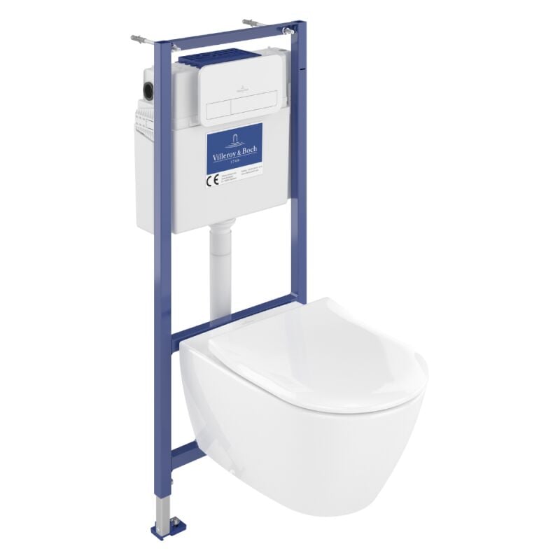 Villeroy&boch - Pack wc sans bride villeroy et boch Subway 2.0 avec abattant frein de chute + bâti Viconnect pro + plaque blanche