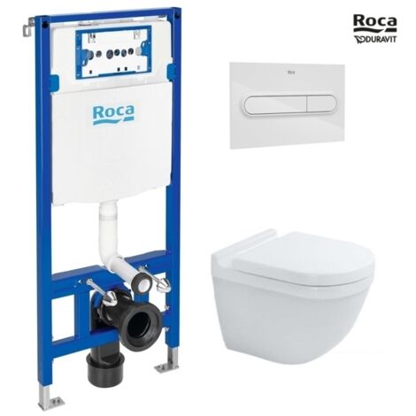 Pack WC suspendido con bastidor duplo one wc c/pulsador pl7 dual blanco mate c/wc starck 3 blanco brillo suspendido rimless duravit