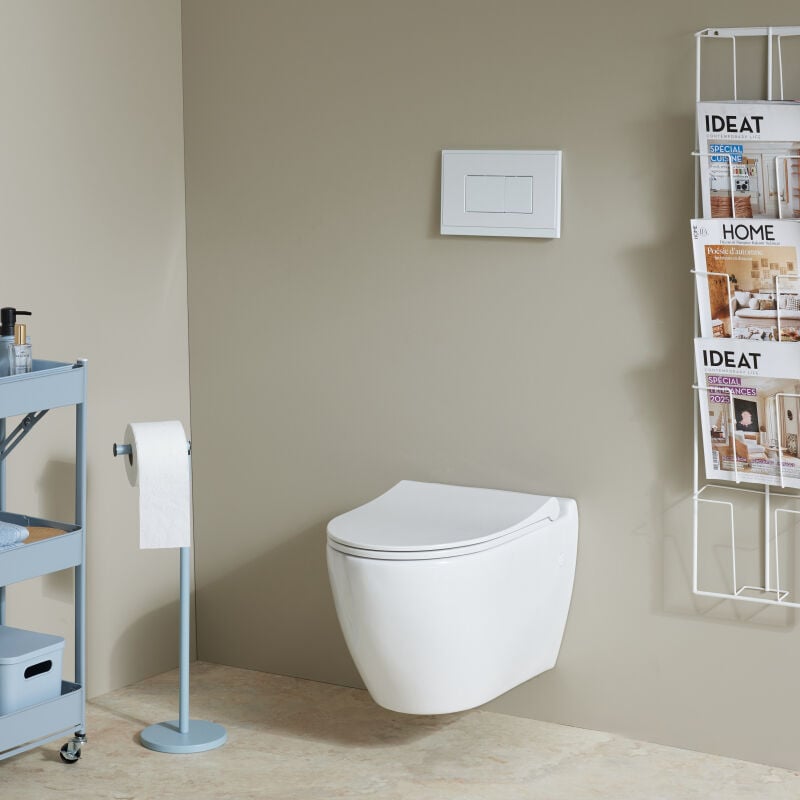 Planetebain - Pack wc suspendu autoportant et cuvette céramique