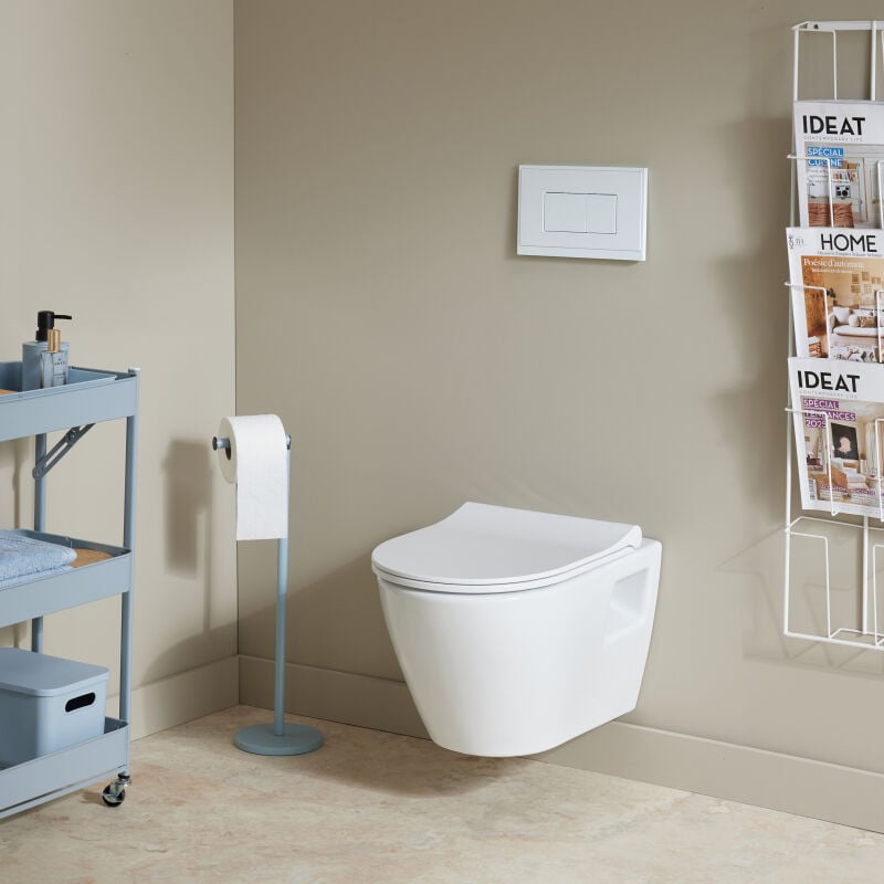 Planetebain - Pack wc suspendu avec bâti chasse autoportant et cuvette rimless samara