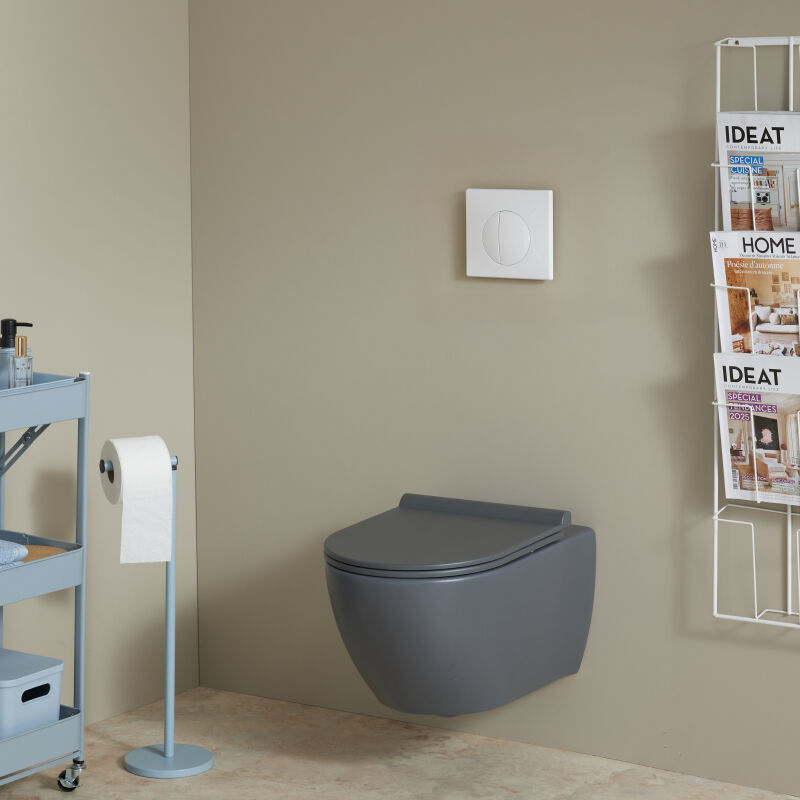 Siamp - Pack wc suspendu bati universel + cuvette sans bride grise knidos