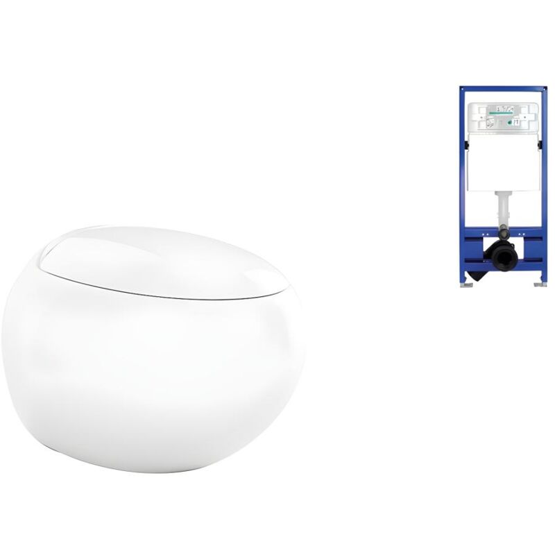 Vente-unique - Pack wc suspendu blanc + bâti-support - huro ii