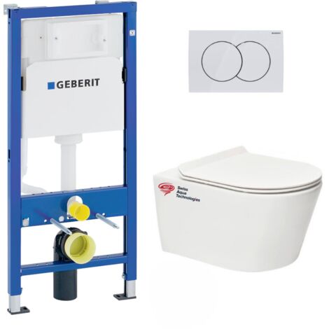 Pack WC suspendu Brevis sans bride – Bâti-support Geberit 112cm – Abattant ultra-fin softclose – SKU BREVISGEB1