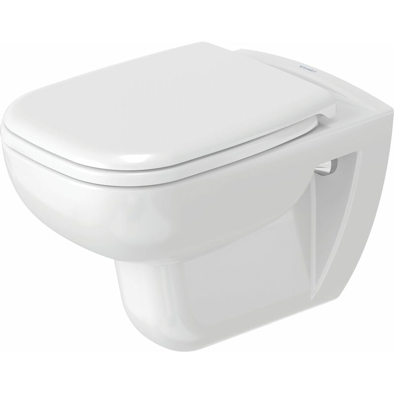 Duravit - Pack wc suspendu D-Code 457009 - cuvette Rimeless + abattant frein de chute - Blanc
