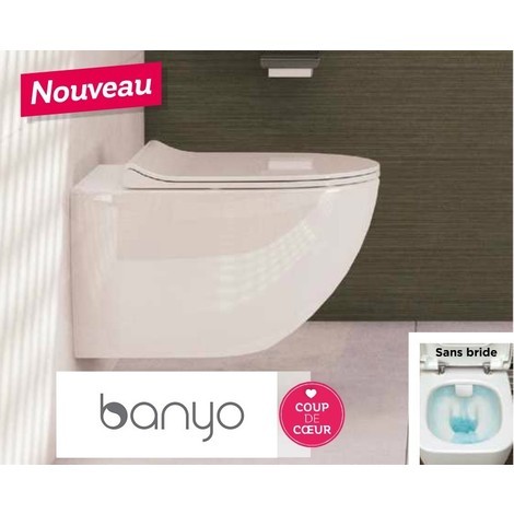 Pack WC suspendu Daily O2 sans bride avec abattant recouvrant Slim frein de chute déclipsable
