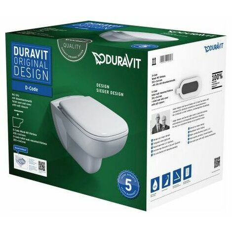 Pack WC suspendu D-CODE - 35.5x54.5cm - Rimless® - Blanc
