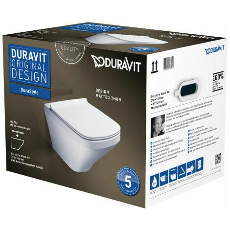 Pack WC suspendu Duravit DuraStyle 455209 - cuvette + abattant frein de chute, système Durafix inclus