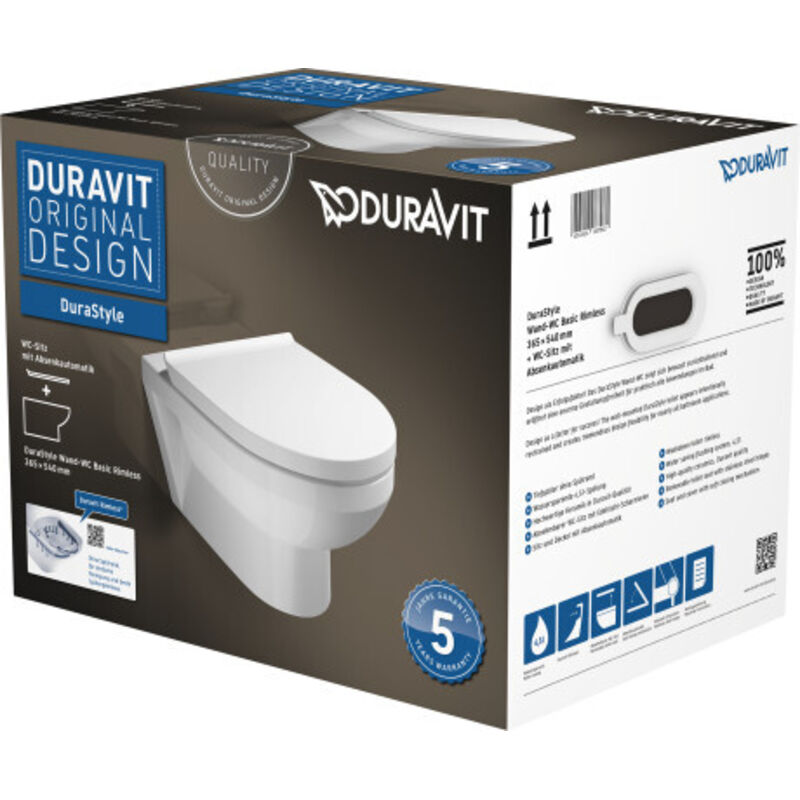 Duravit - Combi Pack wc suspendu à bride ouverte Durastlyle Basic rimless - Blanc