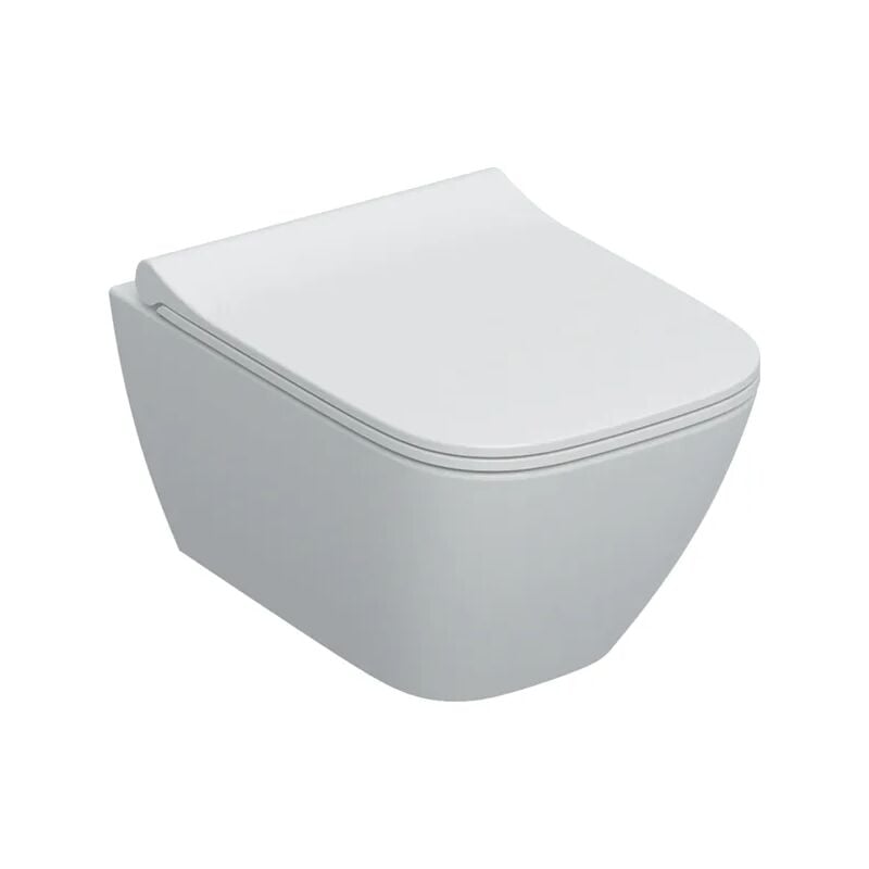 Pack WC suspendu à fond creux Geberit SMYLE SQUARE compact, caréné, sans bride, avec abattant - Geberit