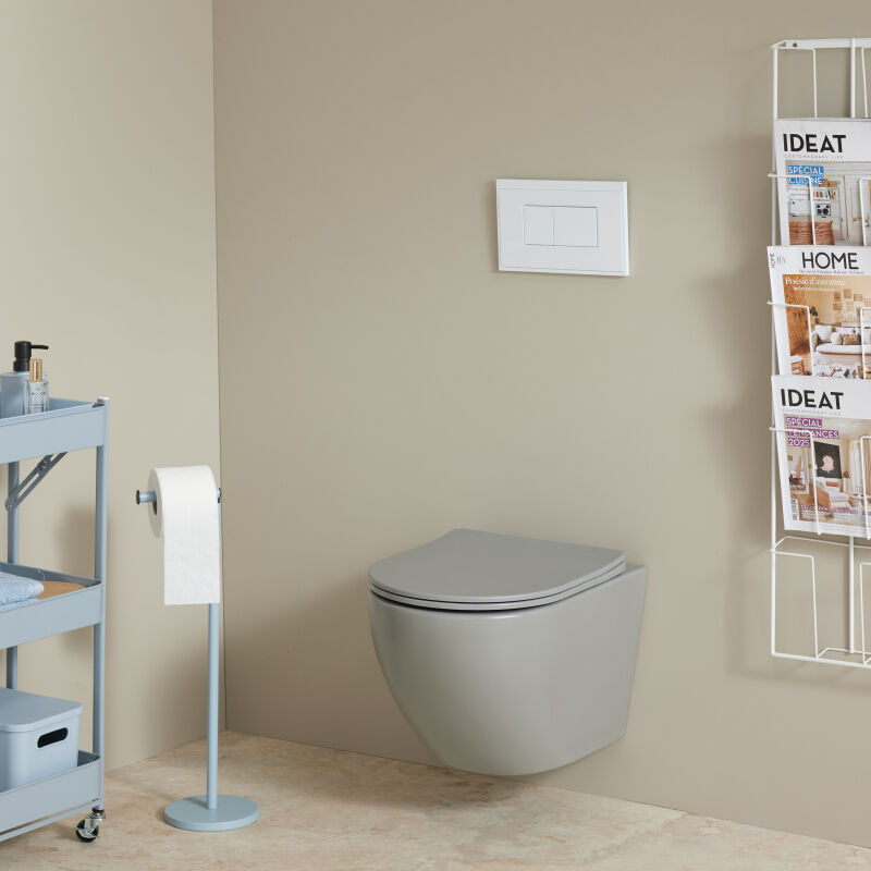 Pack wc suspendu gain de place bâti universel ero + cuvette sans bride gris mat corolla