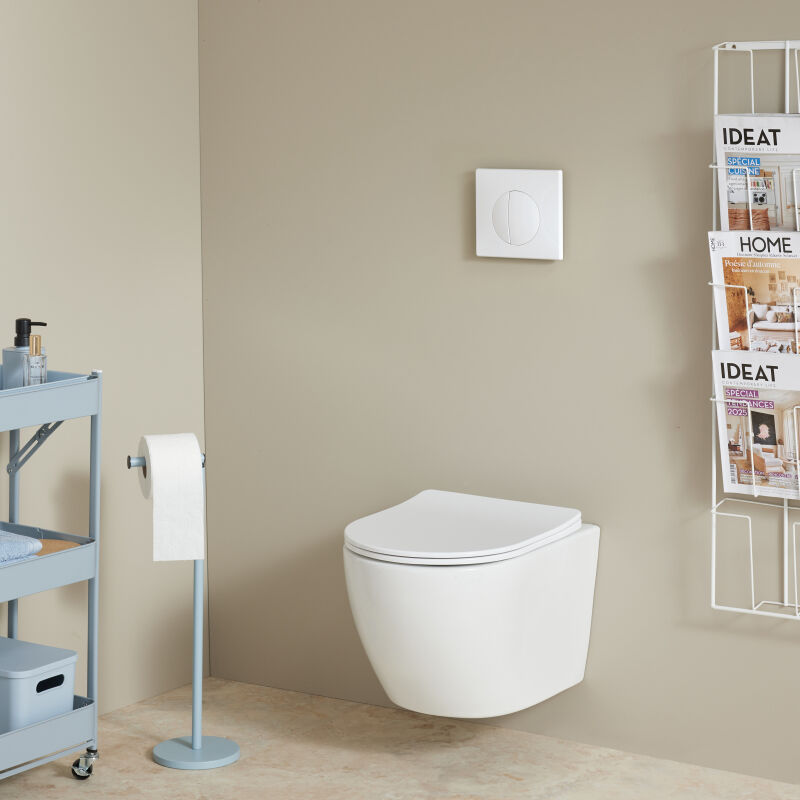 Siamp - Pack wc suspendu gain de place bâti universel + cuvette sans bride vortex Turbi