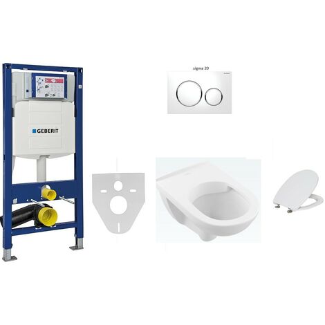 Pack Wc suspendu Geberit et O.novo DirectFlush  Plaque de commande geberit: Sigma20 blanc/chromé brillant