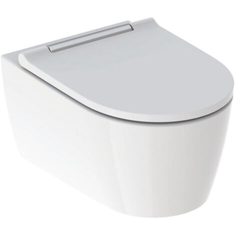 Pack WC suspendu Geberit ONE, caréné, TurboFlush, abattant ralenti et déclipsable, KeraTect, Blanc/chromé