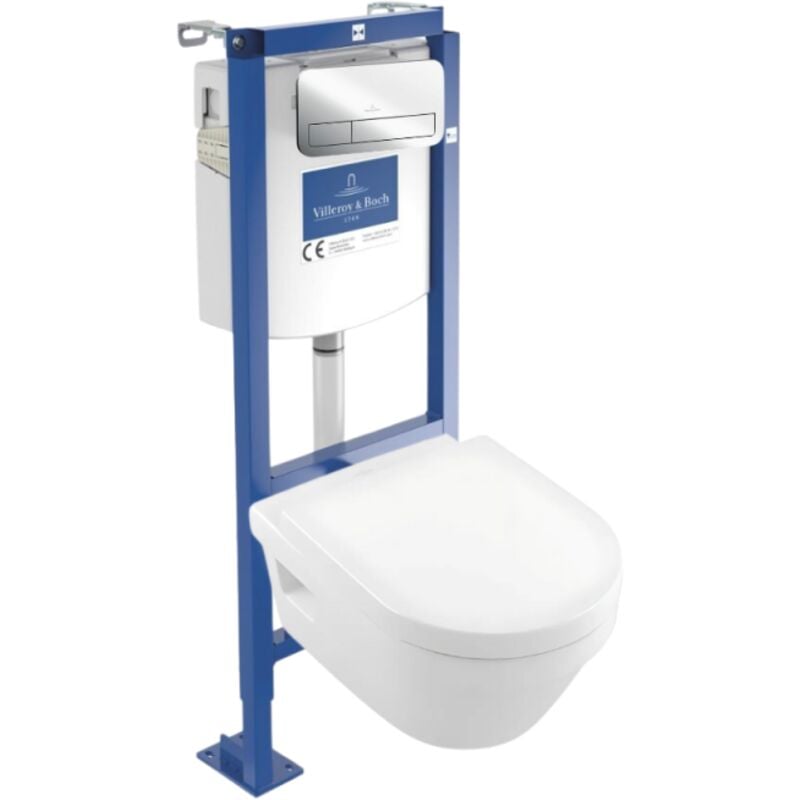 Pack wc suspendu sans bride villeroy et boch Architectura + abattant + plaque + bâti