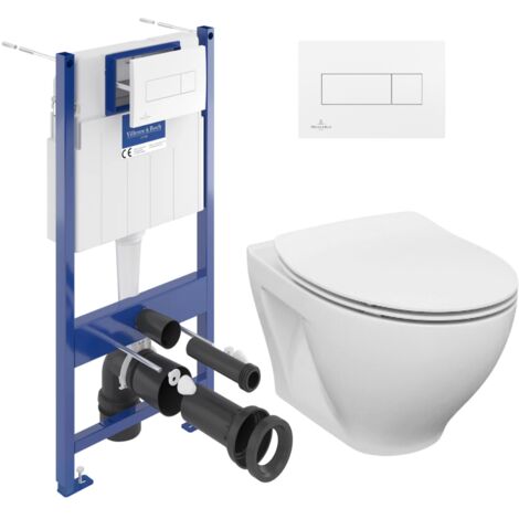 Pack WC Vorwandelement + Cersanit Dormo WC spülrandlos + Softclose WC-Deckel + Weiße Platte (ViConnectDormo-2-DE)