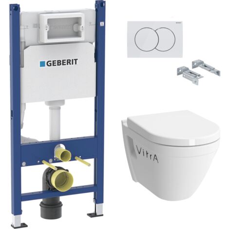 Pack WC Vorwandelement Duofix + Vitra S50 WC mit Flansch + Soft Close Sitz + Weisse Platte (S50Geb3)