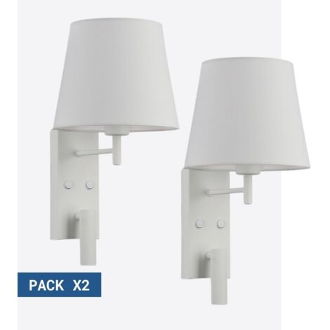 Pack x 2 - Wandleuchte + LED Leselampe NOAH - 3,4W - Weiß