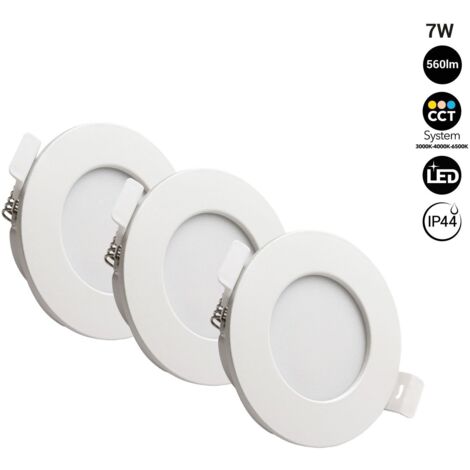 Pack x 3 - Downlight LED étanche CCT - 7W - IP44 - Coupe Ø