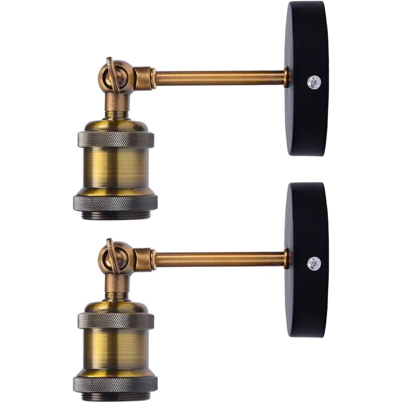 Pack x2 Retrò Lampada da Parete Industriale E27 Ferro Applique da Parete Regolabile 180 Gradi per Camera da Letto Cucina Soggiorno Corridoio