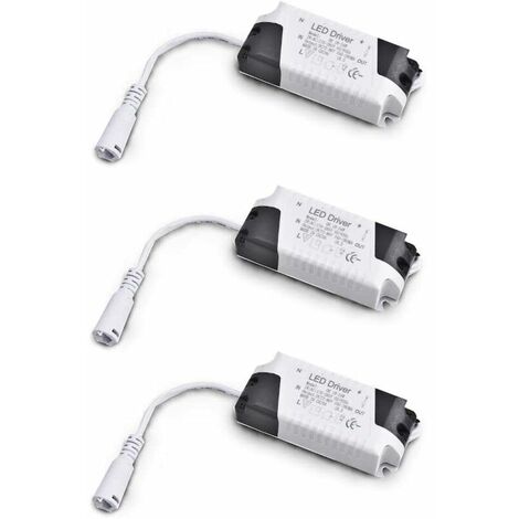 Pack x3 Transformer Driver 18W-24W DC, multi-voltage input 85-265V Ac 50/60Hz, output 36-72 Vdc 240-260 mA. Valid for replacing downlights and other LED equipment