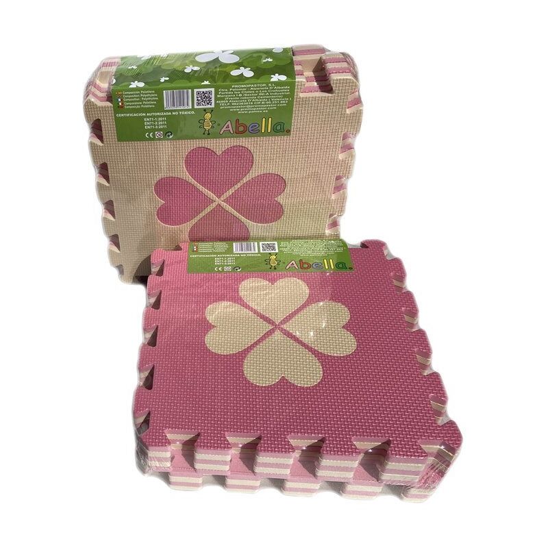 

Pack x9 - Loseta de Tatami Puzzle - Rosa/Beige - Dibujo: Corazones