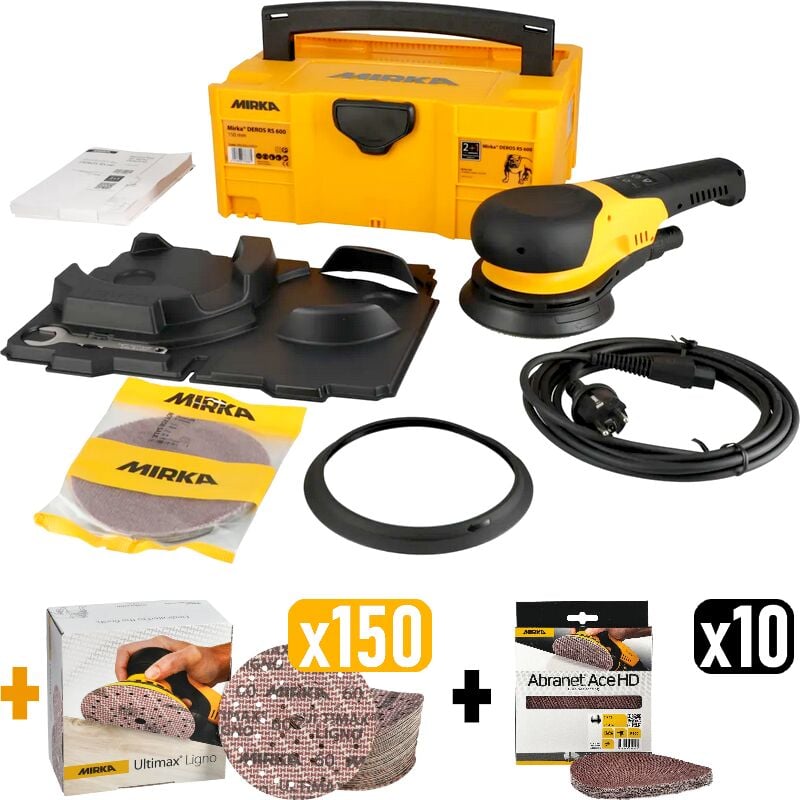 Mirka - Pack xxl Ponceuse Rotative deros RS600 + 160 Abrasifs & Coffret de rangement