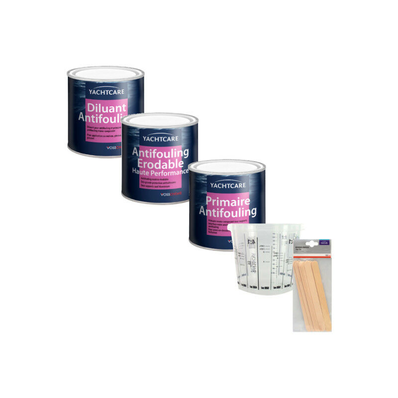Yachtcare - Pack special grey paint -Antifouling-Diluent-Primer and accessories- 3x 750 ml