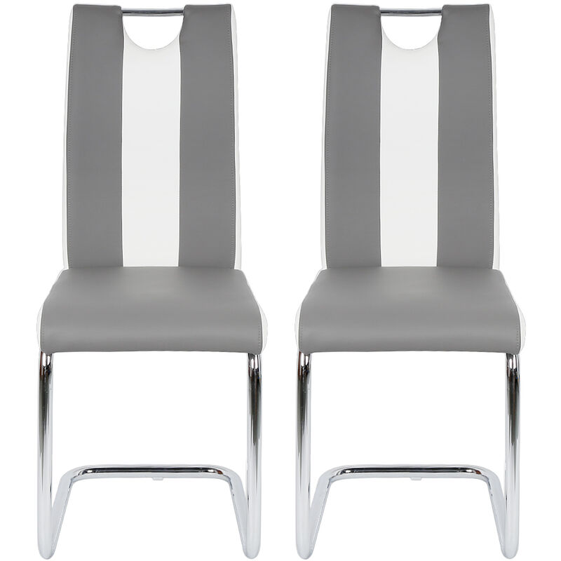 

® Pack2 Sillas de comedor,sillas para salón,asientos de comedor para casa, Piel sintética -Gris y blanco - Oobest