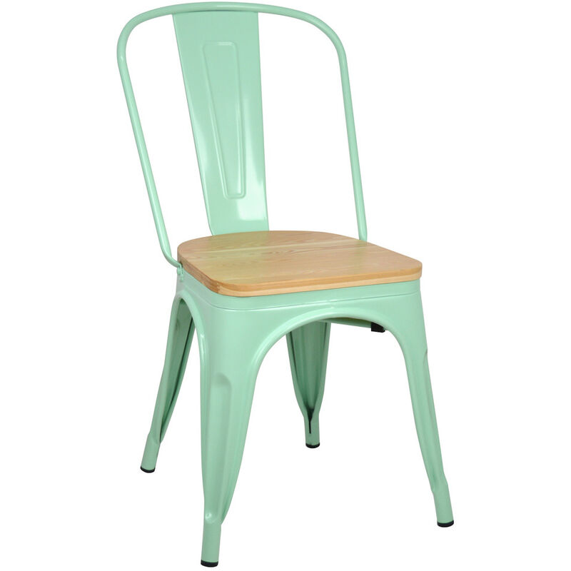 

Pack 4 sillas industriales Tulio Asiento madera. Verde menta. 46X52x85 - 46X52X85 cm - Verde Menta - 4 Unidades