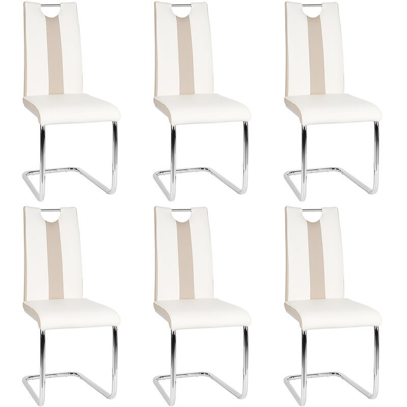 

Pack6 Sillas de comedor,sillas para salón,asientos de comedor para casa, Piel sintética -Beige y blanco