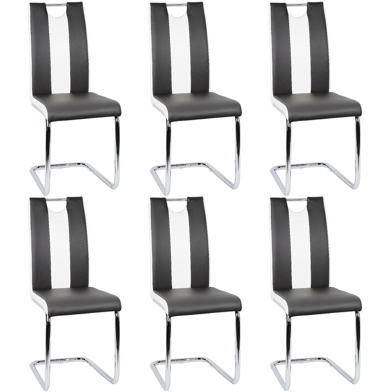 

OOBEST® Pack6 Sillas de comedor,sillas para salón,asientos de comedor para casa Piel sintética -Negro y blanco