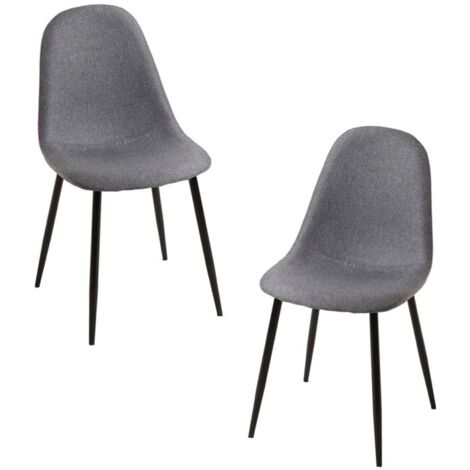 Packs Sillas Comedor - Pack 2 Sillas Black Teok Tela - Gris oscuro