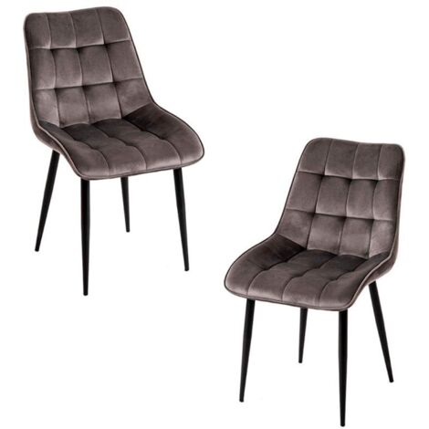 Packs Sillas Comedor - Pack 2 Sillas Cade Terciopelo - Gris oscuro