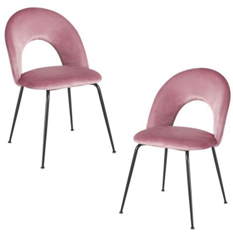 Packs Sillas Comedor - Pack 2 Sillas Dawa Black Terciopelo - Rosa