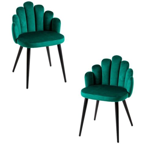 Packs Sillas Comedor - Pack 2 Sillas Hand Terciopelo Patas Negras - Verde