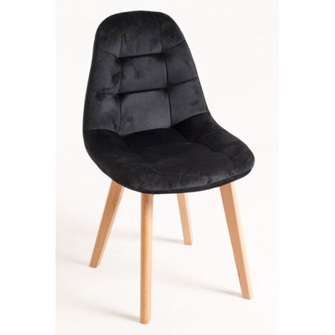 Packs Sillas Comedor - Pack 2 Sillas Kelen Terciopelo - Negro