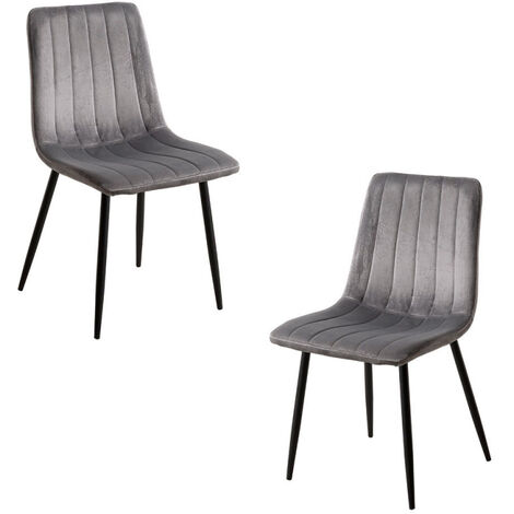 Packs Sillas Comedor - Pack 2 Sillas Liny Terciopelo - Gris oscuro