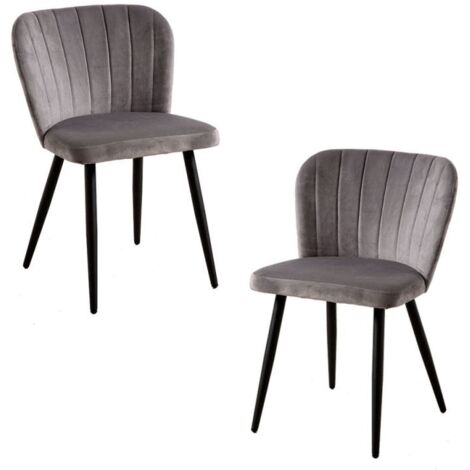 Packs Sillas Comedor - Pack 2 Sillas Luk Terciopelo - Gris oscuro