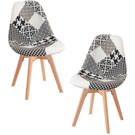 Packs Sillas Comedor - Pack 2 Sillas Synk Patchwork - Patchwork blanco y negro