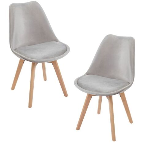 Packs Sillas Comedor - Pack 2 Sillas Synk Terciopelo - Gris claro