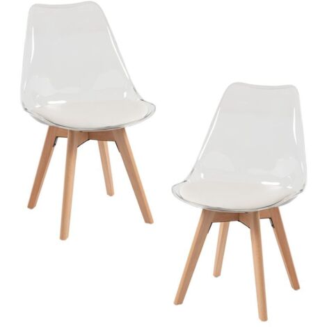 Packs Sillas Comedor - Pack 2 Sillas Synk Transparente Asiento - Blanco