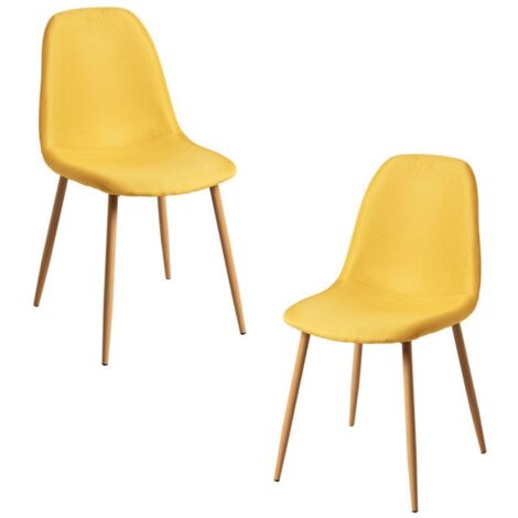 Packs Sillas Comedor - Pack 2 Sillas Teok Tela - Amarillo