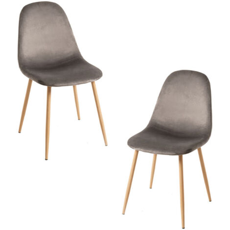 Packs Sillas Comedor - Pack 2 Sillas Teok Terciopelo - Gris oscuro