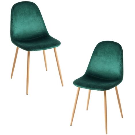 Packs Sillas Comedor - Pack 2 Sillas Teok Terciopelo - Verde oscuro